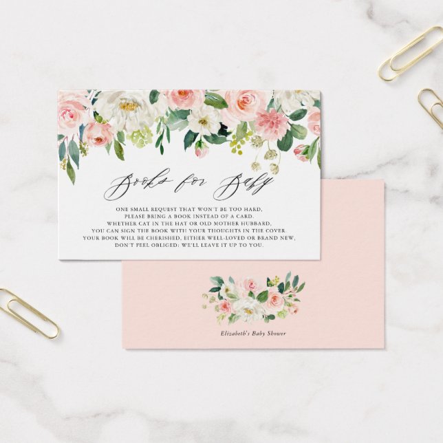 Cartes De Visite Fleur d'aquarelle feminine Peach Florals Livres po (Bureau)