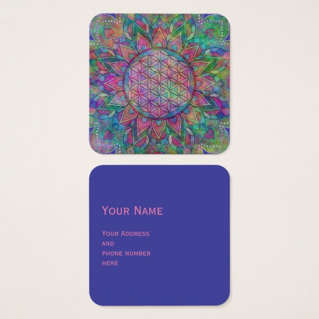 Cartes De Visite Fleur de la vie - Indien Mandala 7c (Devant & derrière)