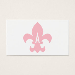 Cartes De Visite Fleur de Lis Monogramme rose et blanc