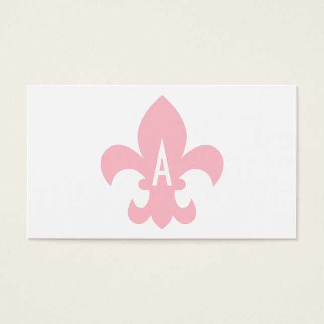 Cartes De Visite Fleur de Lis Monogramme rose et blanc (Devant)
