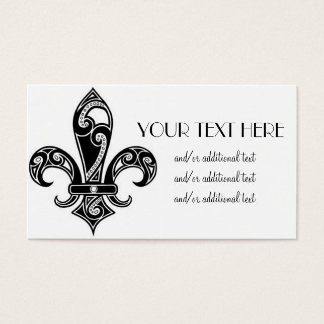 Cartes De Visite Fleur de Lis noir et blanc (Devant)