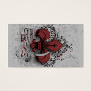 Cartes De Visite Fleur de lis vintage effets de grunge de métal ro