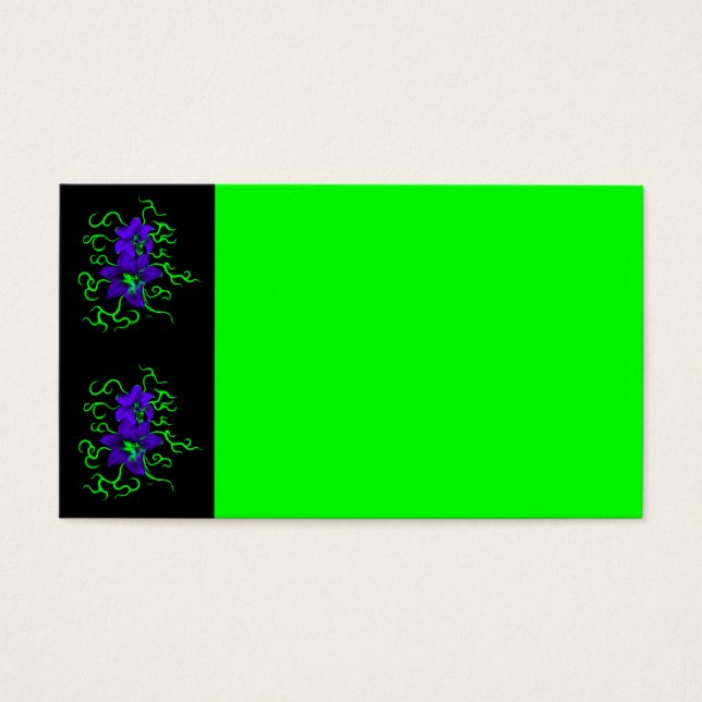 Cartes De Visite fleur de lys violet sur noir (Devant)