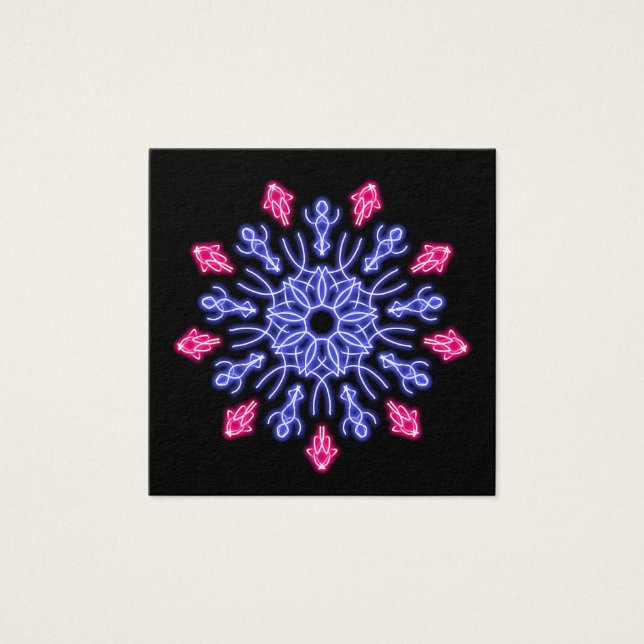 Cartes De Visite Fleur de néon bleu et rouge (Devant)