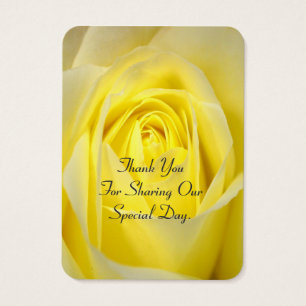 Cartes De Visite Fleur de rose jaune brillant faveur merci tag