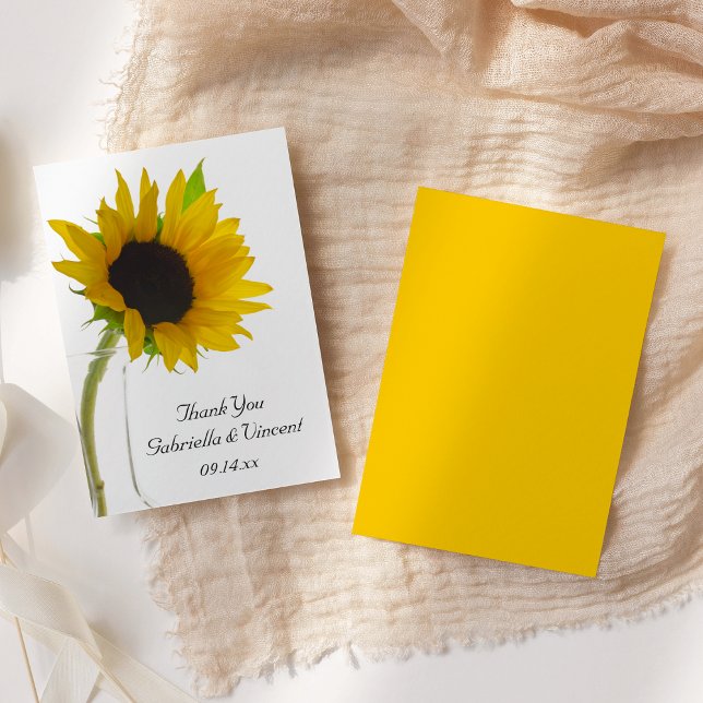 Cartes De Visite Fleur de soleil jaune sur le mariage blanc Favoris (Créateur téléchargé)
