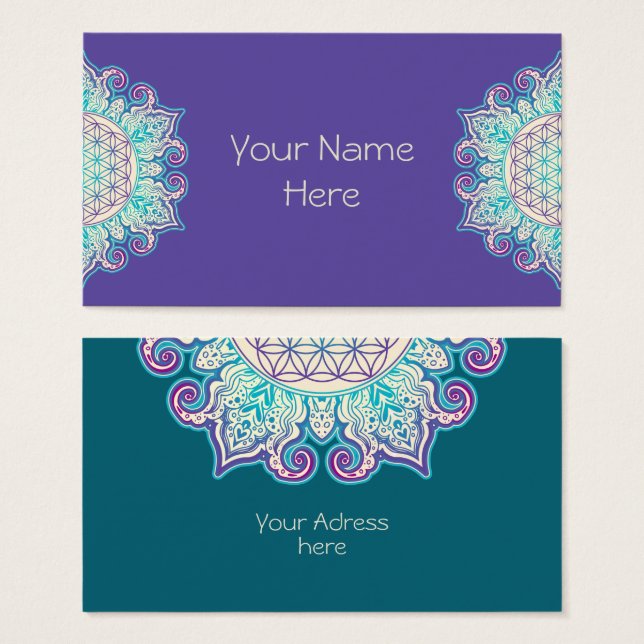 Cartes De Visite Fleur De Vie - Indien Mandala 2 (Devant & derrière)