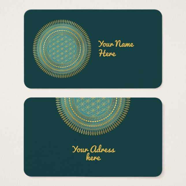 Cartes De Visite Fleur De Vie - Indigène Mandala 1 (Devant & derrière)