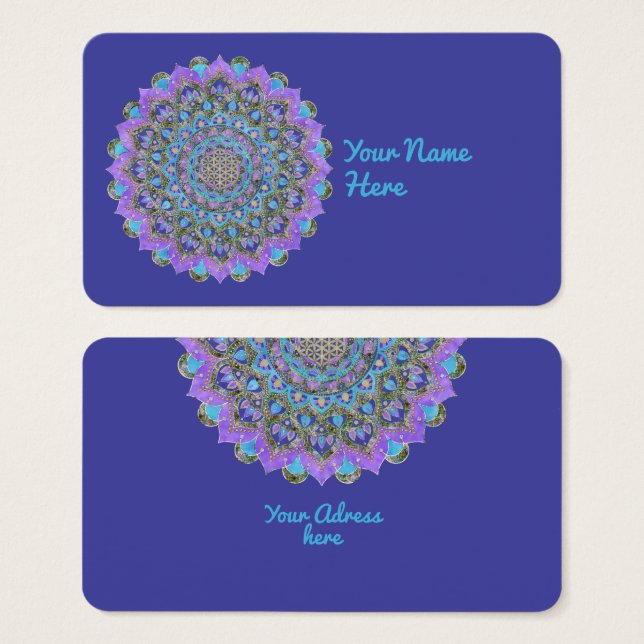 Cartes De Visite Fleur De Vie - Mandala India Style 2 (Devant & derrière)