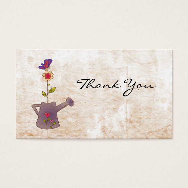 Cartes De Visite Fleur et papillon merci (Devant)
