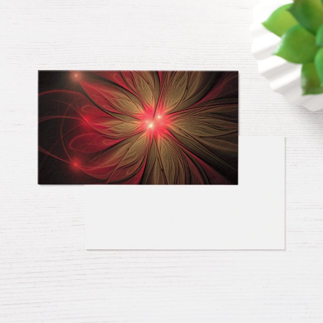Cartes De Visite Fleur fractale de fansy rouge (Bureau)