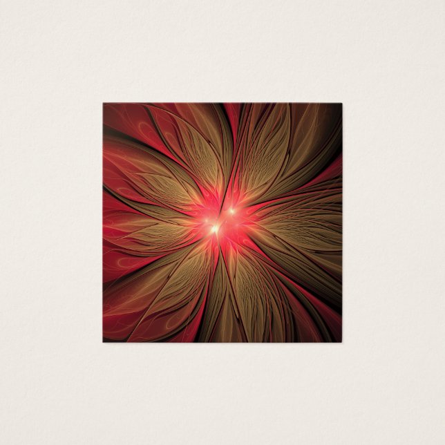 Cartes De Visite Fleur fractale de fansy rouge (Devant)