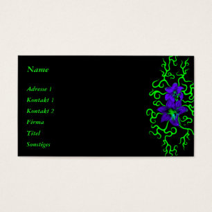 Cartes De Visite Fleur Lily violette sur noir