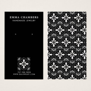 Cartes De Visite Fleur Motif noir bijoux à oreille
