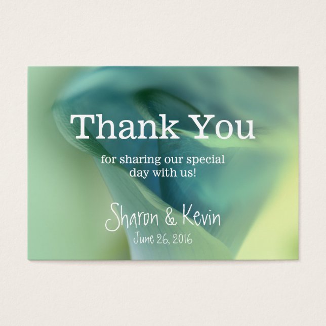 Cartes De Visite Fleur romantique dans les tons bleus - Merci (Devant)