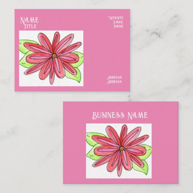 Cartes de visite Fleur Rose (Devant / Derrière)