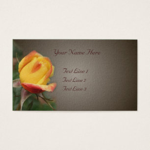 Cartes De Visite Fleur Rosebud Jaune Brown