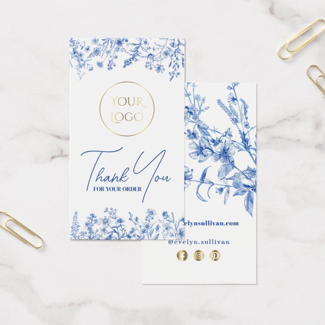 Cartes De Visite Fleur sauvage bleu français insérer (Bureau)