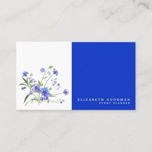 Cartes de visite Fleur sauvage bleue et blanche (Devant)