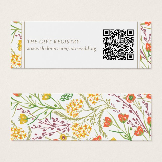 Cartes De Visite Fleur sauvage Boho Mariage Cadeau Registre QR Code (Devant & derrière)