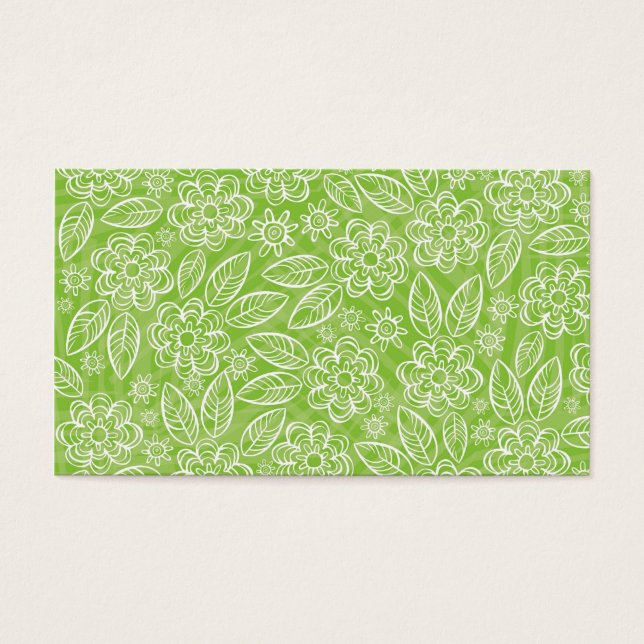 Cartes De Visite fleurs blanches sur arrière - plan vert (Devant)