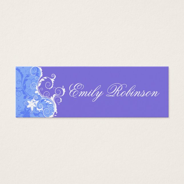 Cartes De Visite Fleurs bleues et blanches élégantes (Devant)
