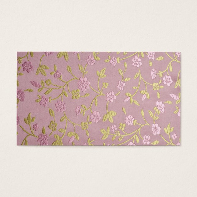 Cartes De Visite Fleurs brodées roses (Devant)