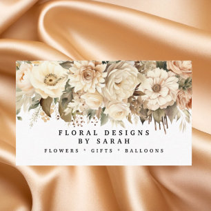 Cartes de visite Fleurs Champagne et Or Boho