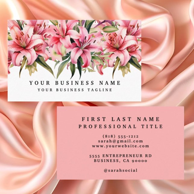Cartes de visite Fleurs de Lys Rose (Créateur téléchargé)