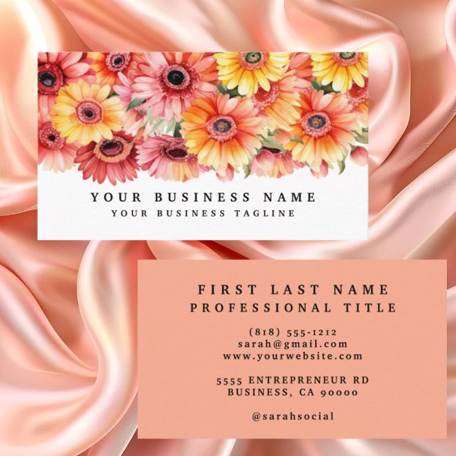 Cartes de visite Fleurs de marguerites Gerbera lum (Créateur téléchargé)