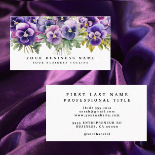 Cartes de visite Fleurs de Pensée Violette Élégant