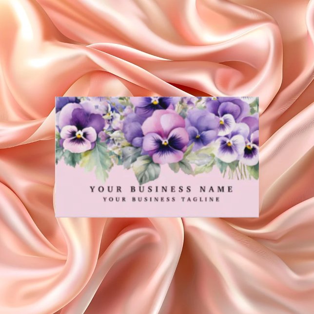 Cartes de visite Fleurs de Pensée Violettes Élégan (Créateur téléchargé)