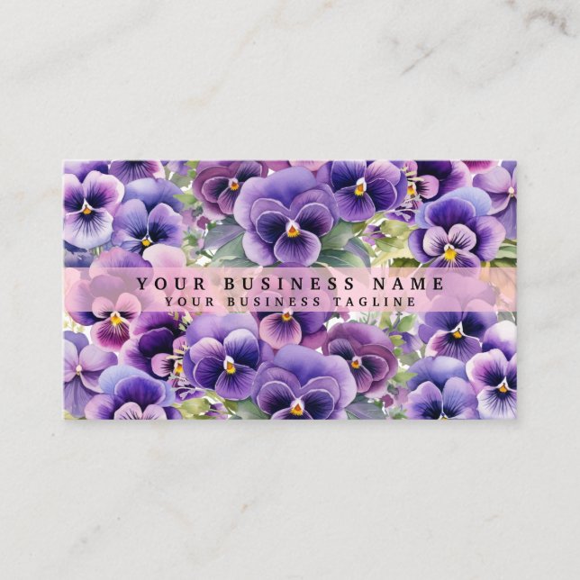 Cartes de visite Fleurs de Pensée Violettes Élégan (Devant)
