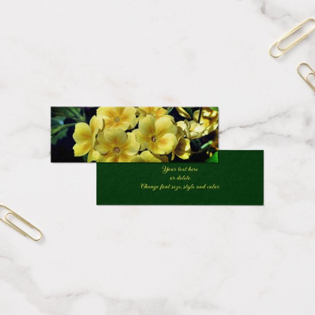 Cartes De Visite Fleurs de Primrose de printemps jaune Mini Signet (Bureau)
