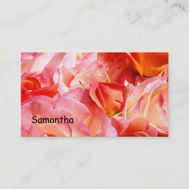 Cartes de visite Fleurs de rose orange rose (Devant)