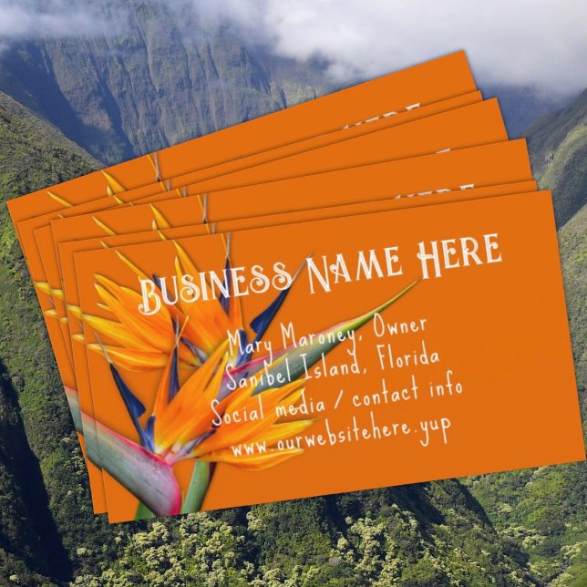 Cartes de visite Fleurs d'oiseau de paradis Orange (Créateur téléchargé)
