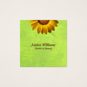 Cartes De Visite Fleurs jaunes sur monogramme vert abstrait