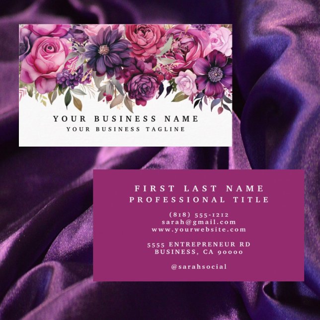 Cartes de visite Fleurs Magenta Violet Élégant (Créateur téléchargé)