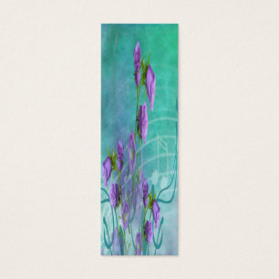 Cartes De Visite Fleurs pourpres et signet de notes musicales