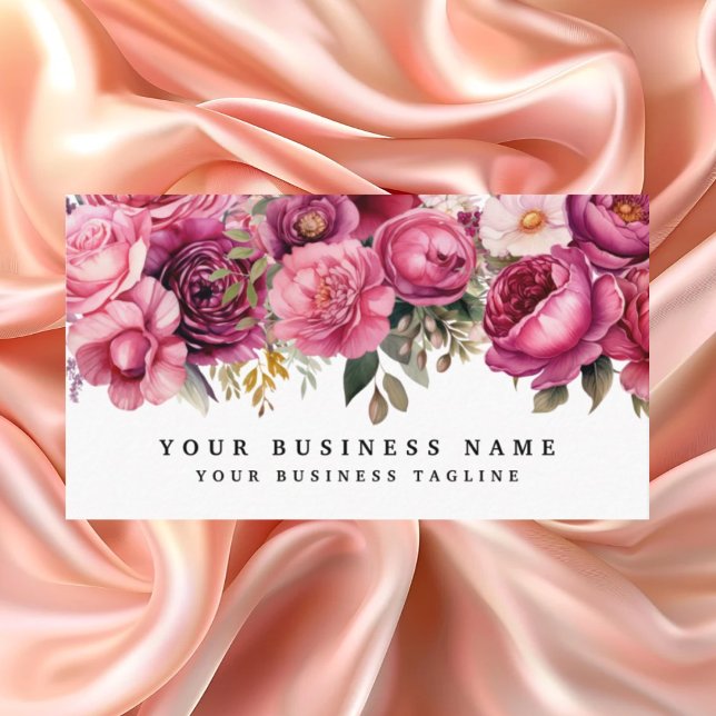 Cartes de visite Fleurs Rose Clair Élégant pour En (Créateur téléchargé)
