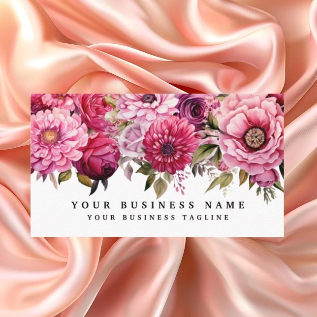 Cartes de visite Fleurs Rose Clair Élégant pour En (Créateur téléchargé)