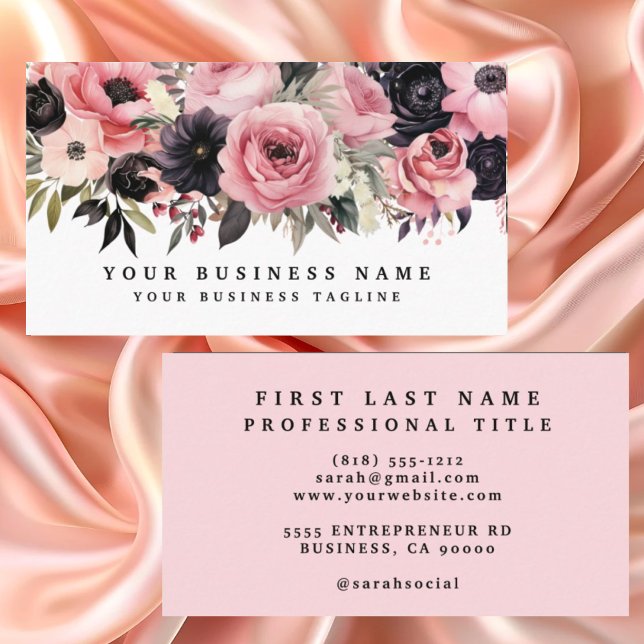 Cartes de visite Fleurs Roses Roses et Noires (Créateur téléchargé)