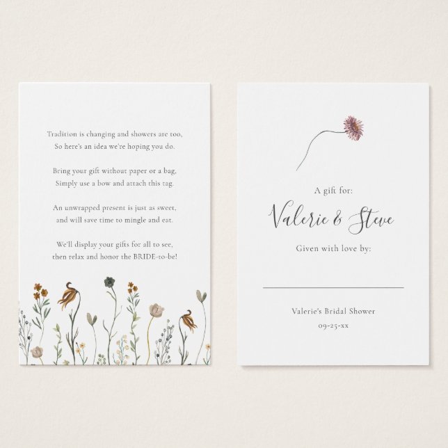 Cartes De Visite Fleurs sauvages d'automne No Wrap Douche d'afficha (Devant & derrière)