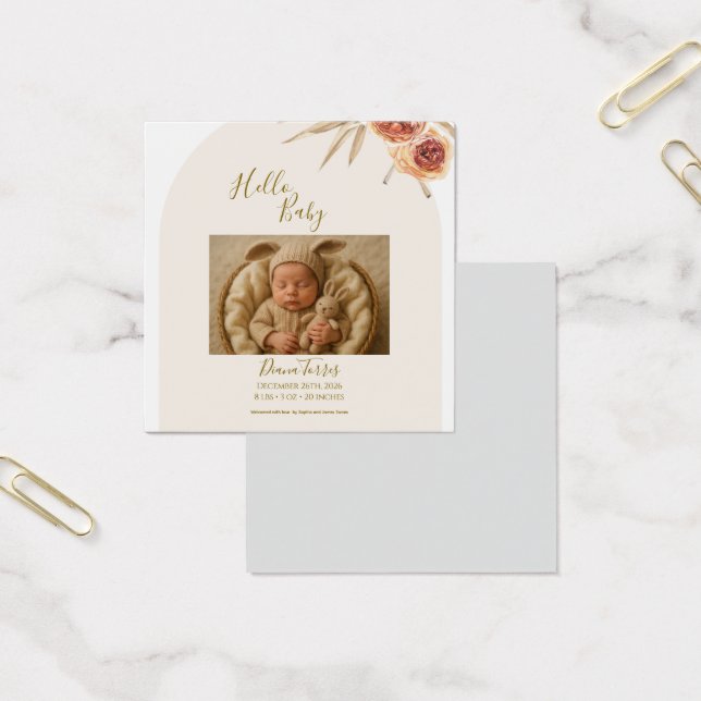 Cartes De Visite Fleurs séchées pastel crème Bonjour bébé (Bureau)