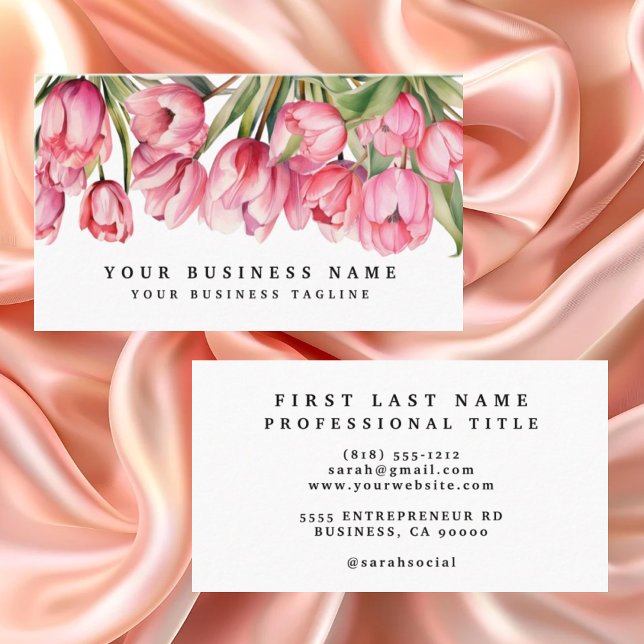 Cartes de visite Fleurs Tulipes Roses (Créateur téléchargé)