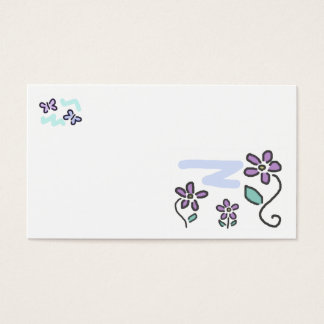 Cartes De Visite Fleurs violettes et papillons