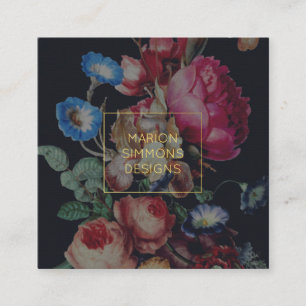 Cartes de visite Floral Vintage sur fond noir