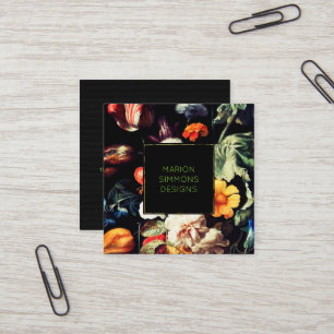 Cartes de visite Floral Vintage sur fond noir