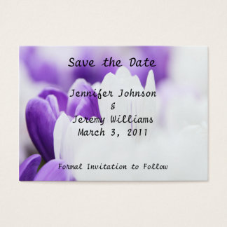 Cartes De Visite Floral violet et blanc Enregistrer la date