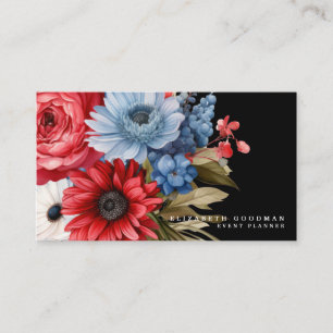 Cartes de visite florales avec drapeau américain p